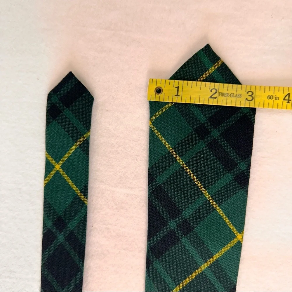 Vintage Scotland Macarthur Mans Tie Handmade Wool Green Multicolor Necktie Plaid